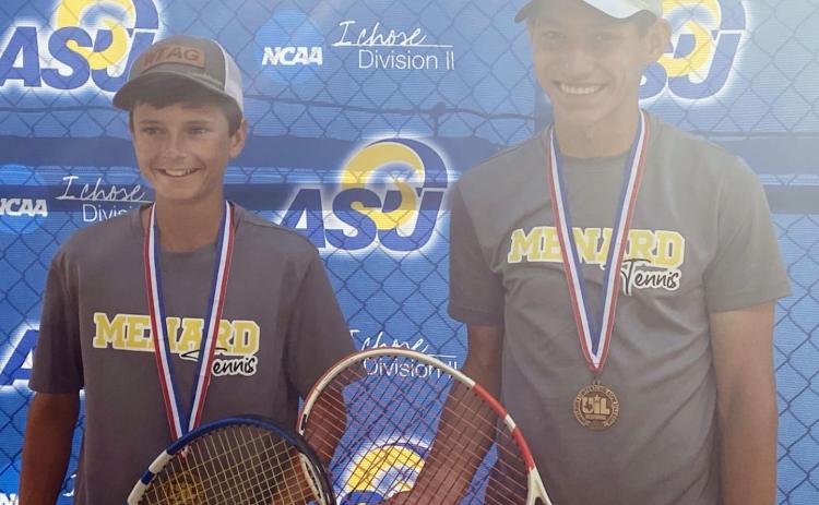 THEY SERVED UP A GOOD SEASON- Junior Roy Brown, left, and sophomore Wyatt Terell completed their previously undefeated season at the regional tournament in San Angelo on Tuesday, April 12. Courtesy photo.