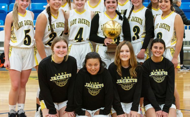 '24-'25 CLASS A REGION 2 DISTRICT CHAMPIONS- bottom row, left to right: Lainey Thigpen, Bella Hernandez, Kailey Morris, Lauren Guerrero. Middle: Taytum Chambless, Perla Pecina, Kaitlyn Whitaker, Tatum Ruiz, Sabri Zamora, Kylie Ibarra. Back row: Makenzie Wright, Kylee Sommerville, Mackenzie Compton, Aubree Hernandez. Nora Davis, photo.