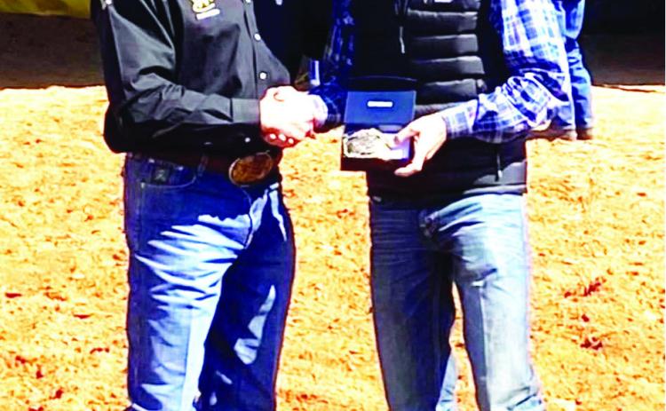 Sul Ross State University student and native Menardian Chisum Allen recently won the steer roping at the Weatherford College rodeo in Weatherford. Allen was an outstanding 11.2 seconds to win the first go and placed 4th in the second round, earning him the average buckle in memory of Mike Brown. Congratulations, Chisum!