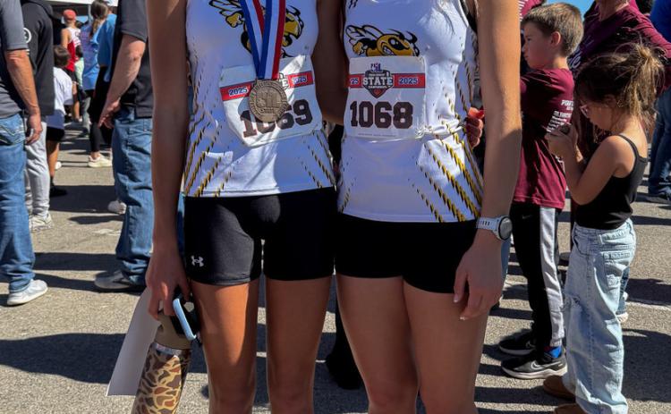 ALL SMILES from Danni Ruiz and Taytum Chambless after their respective 3rd and 29th placings at the state track meet last Friday. Courtesy photo.