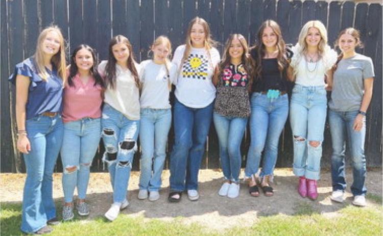 POTENTIAL LOCAL ROYALTY- The 2023 MHS Homecoming Court has been announced. From this group of young ladies, a Band Sweetheart and a Football Queen will be named at halftime of Friday's Homecoming football game. Pictured above, left to right- Band Sweetheart candidates: Cozette Halley, Tatum Ruiz, Sabri Zamora, Kaitlyn Whitaker. Football Queen candidates: Zoe Castleberry, Ileana Baker, Makinley Kothmann, Korah Mayfield, Hailey Ruiz. Courtesy photo.