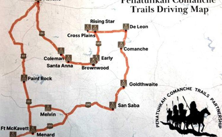 Menard and Ft. McKavett make up the southernmost points of the Panatuhkah Comanche Trails area, as seen by this driving map which covers the entirety of the region. Courtesy photo.