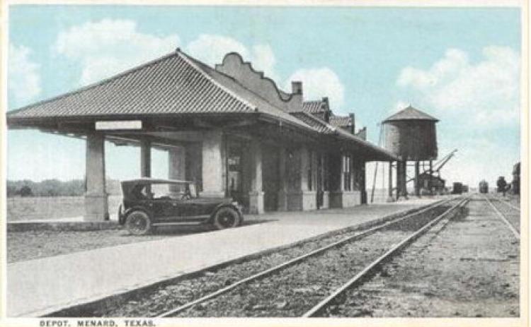 A postcard from 1911 shows the Menard Train Depot which now serves as the local museum. Donations to the Menard County Historical Society are welcomed and tax deductible, and will go toward continuing the preservation and recognition of Menard.