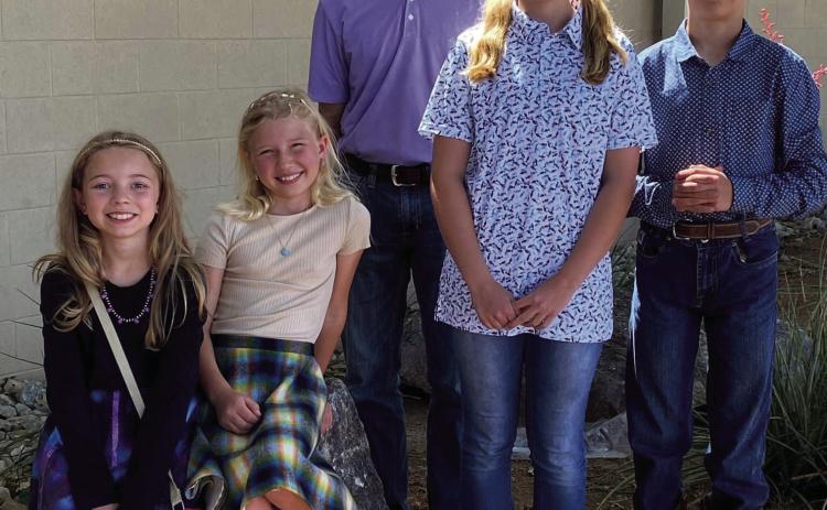 Menard County 4-H members who competed at the District 7, 4-H Round-up in San Angelo were, l to r: Saydee Meadow, Daphne Mews, Benjamin Burch, Caitlyn Burch, and Roy Mews. Courtesy Photo.