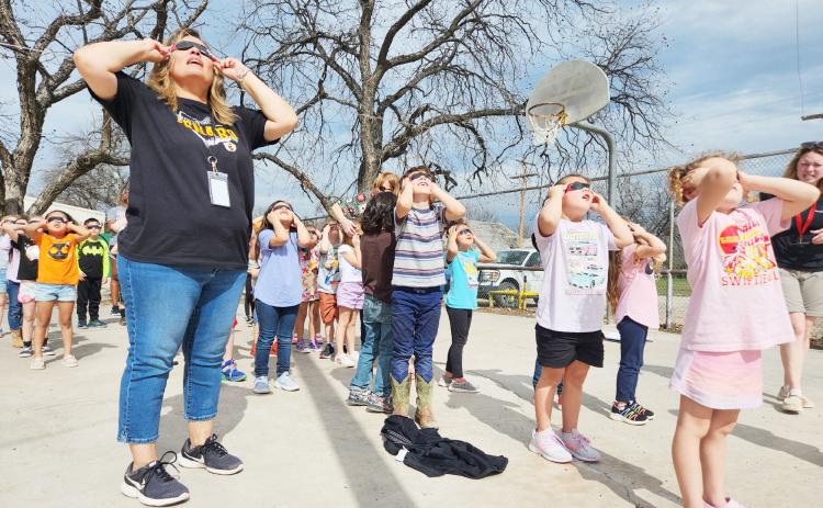 Menard ISD PreK through 8th grade was treated to an informative eclipse program this week, brought to them by Texas Tech-Junction educators. The youngsters learned what a total eclipse is, and how to view it safely. The program is in preparation for the April 8 total eclipse, in which eastern Menard County lies within the path of totality. Photo courtesy MISD.