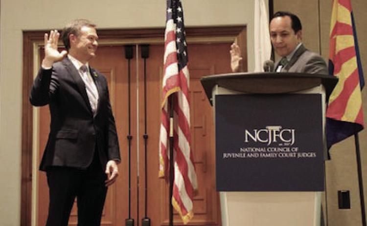 452nd Judicial District Judge Robert 'Rob' Hoffman being worn in as the president of the National Council of Juvenile and Family Court Judges. Courtesy photo.