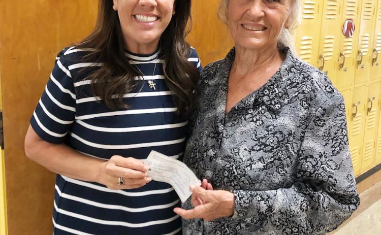 New Menard High School teacher Erica McKey with Menard, Kimble and Mason TRT 2nd VP Mrs. Marcy Holmes-Wheeler. Courtesy photo.