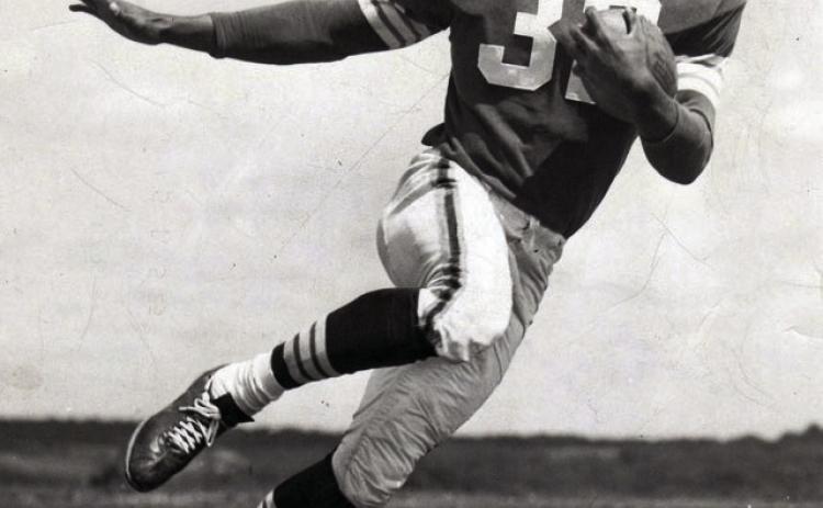 NFL legend Jim Brown poses during the 1958 Cleveland Browns training camp. Photo by Ray Matjasic, PD File.