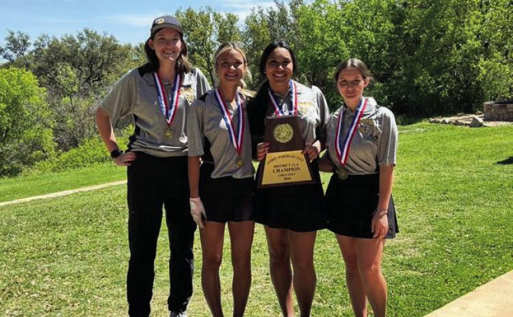 Girls Golf District 12-A Champions (l to r) Katherine Russell, Lorelei White, Nadia Garcia, and Kathryn Hebert.