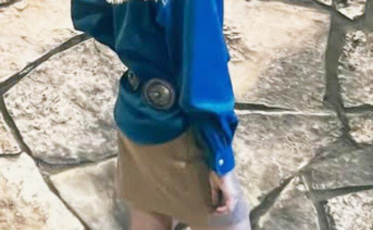 Makenzie Wright with her state award winning wool outfit that she took to the national Make It With Wool contest last week. Courtesy photo.