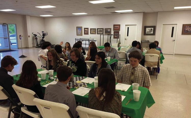 MJH eighth graders enjoyed a formal meal at the Menard Community Center to conclude LIFE 101 lessons taught through a collaboration between MJH and Menard County 4-H Agrilife. Courtesy Photo.