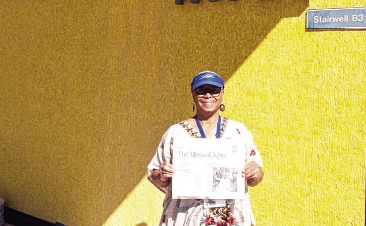 Delise Rohret and her husband Dave went Colorado to her 40th United States Air Force Academy (USAFA) reunion last week. They were thoughtful enough to take The Menard News on their trip. Delise is pictured above in front of her former USAFA dormitory. Thanks for having us along, Delise and Dave!