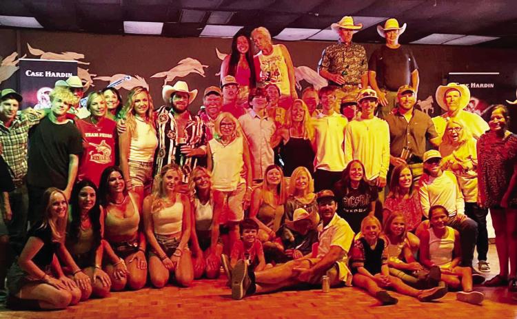 Descendants of the Jarvis family gather each July 4th weekend on the Llano river south of London. The reunion has been going strong since 1931. Some of the family caps their weekend with a dance at nearby London Dancehall on Saturday evening of the event, as pictured from this year’s gathering.