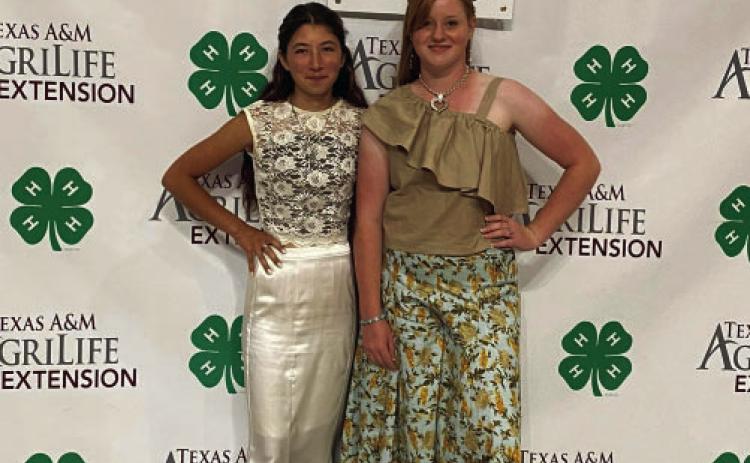 ABOVE- Mia Rose Estrada and Jacey Sealy modeled their sewing projects during the State 4-H Fashion Show. Courtesy Photo.