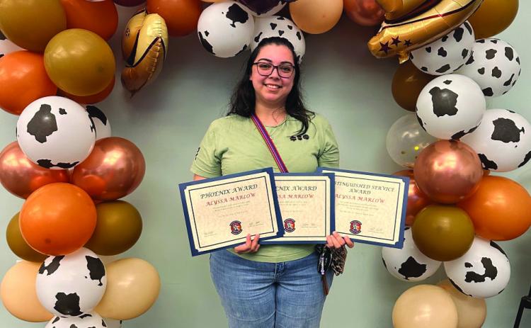 Alyssa Marlow, granddaughter of Richard and Eva Hernandez of Menard, was awarded the Distinguished Service Award and two Phoenix Awards for her work during the central Texas flooding during the summer of 2025. Courtesy Photo.
