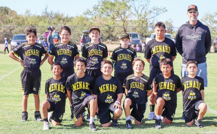 The 5th & 6th grade Little Jackets finished their 7-on-7 football season 11-1. The participated in the Ballinger Youth League and was coached by Tyler Wright, Kyle Mayfield, and Willy Wright. Pictured front row, left to right: Tobi Saucillo, Cornelio Saucillo, Rylan Velasquez-Hodges, Karson Mayfield, Jace Acevedo, Rance Velasquez-Hodges. Back row: Ian Brown, Hayden Quintero, Kallen Wright, O’Dan Wright, Easton Sanchez, coach Tyler Wright. Laressa Brown, photo.