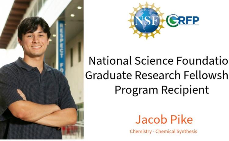 Jacob Pike has been selected for the prestigious Nation Science Foundation Graduate Research Fellowship Program (NSF GRFP.) The NSF GRFP is the nation’s oldest graduate fellowship program and recognizes and supports outstanding graduate students pursing research- based degrees in STEM. Jacob William Pike studies Chemistry and Chemical Synthesis at University of Texas at San Antonio and is the grandson of longtime residents Richard and Eva Hernandez of Menard.